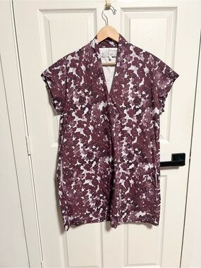 BROOKE WRIGHT cotton poplin mini dress in maroon ditzy pockets